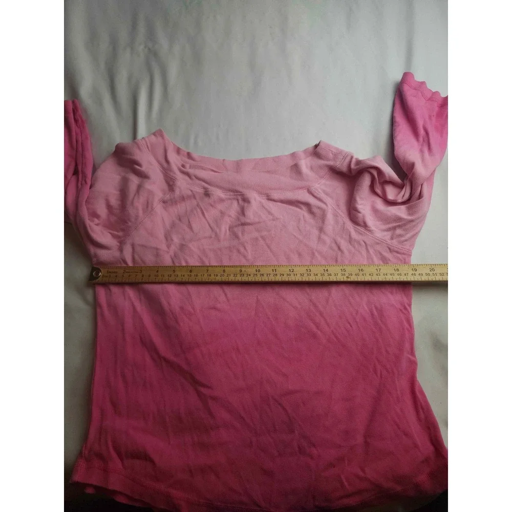 St Johns Bay Womens XL Pink Ombre Boat Neck 100% Cotton Long Sleeve Top